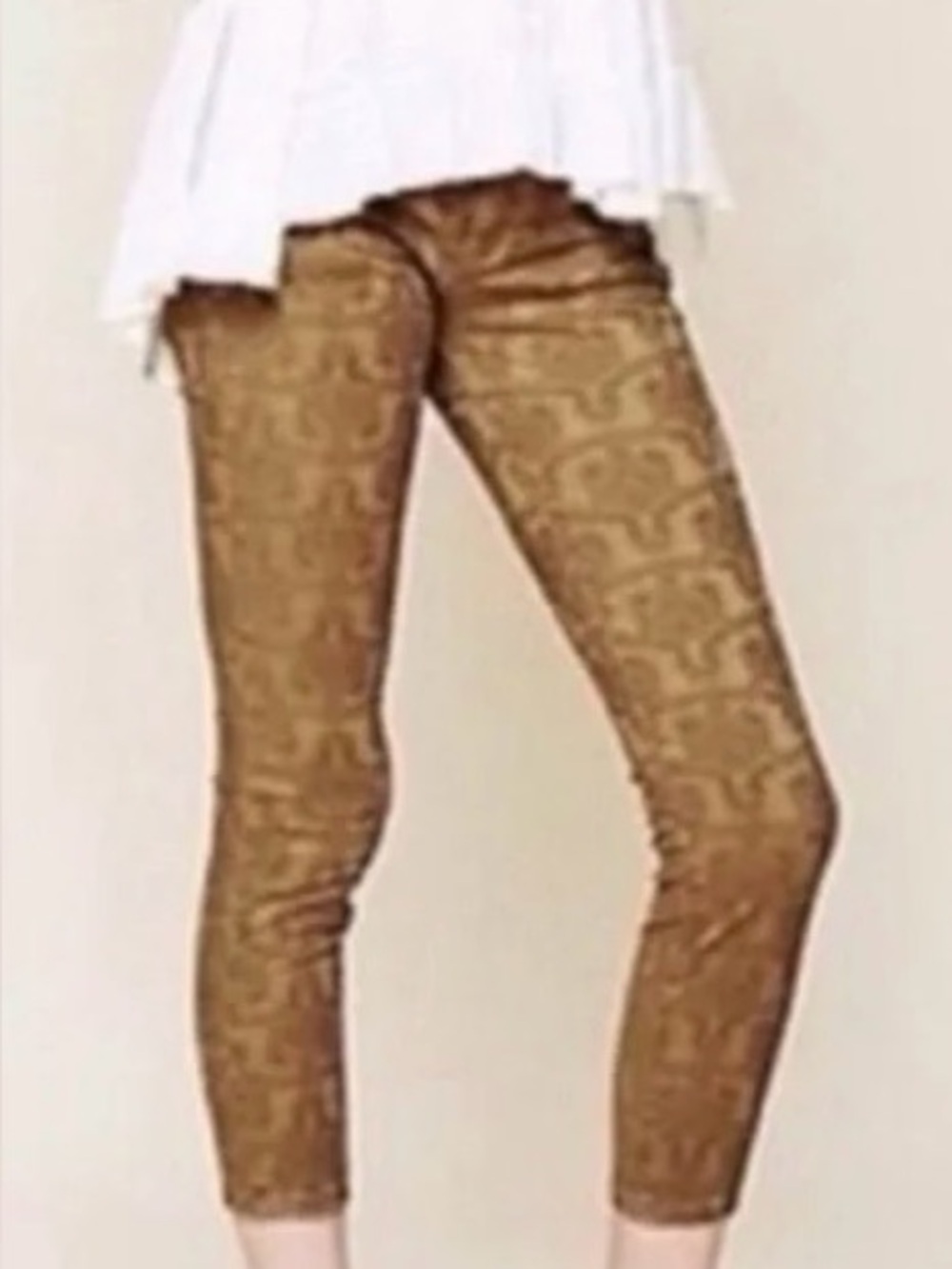 Free People Brown Patterned Skinny Pants